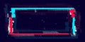 Glitch rectangle frame in neon color. Distorted shape with glitch effect and empty place for promo, advertising, print