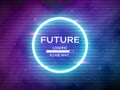 Glitch retro future. Glowing neon circle. Round frame with data loading. Space background and futuristic concept with Royalty Free Stock Photo