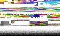 Glitch set with color elements. Digital abstract shapes. Random pixel glitch elements. Modern cyberpunk broken effect. Data noise Royalty Free Stock Photo