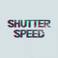 Glitch Style Typography Displaying SHUTTER SPEED on Gray Background