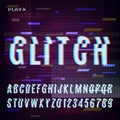 Glitched Abstract Design. Distorted Glitch Style Retro Background And Font.