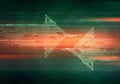 Glitched background with two microchip arrows