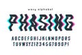 Glitched display alphabet design, typeface, typography. Wavy letters and numbers. Royalty Free Stock Photo