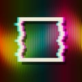 Glitched Square Frame. Distorted Glitch Style Modern Background. Glow Design for Graphic Design Banner Poster Flyer