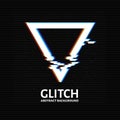 Glitched Triangle Frame Design. Distorted Glitch Style Modern Ba