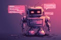 Glitching Chatbot Illustration With Speech Bubbles Showing Error Messages in a Vivid Layout Royalty Free Stock Photo