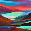 A glitchy abstract landscape of mountains and valleys, with pixels and lines breaking apart and reassembling5, Generative AI