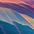 A glitchy abstract landscape of mountains and valleys, with pixels and lines breaking apart and reassembling1, Generative AI