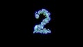 glitchy alphabet of gem stones with chromatic aberrance - number 2, isolated - object 3D rendering