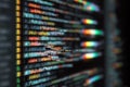 Glitchy Error Message Displayed on a Computer Screen With Blurred Code Creating an Abstract Technological Effect Royalty Free Stock Photo