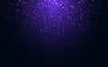 Glitter background. Magic sparks with soft light. Christmas particles effect. Color dust on dark backdrop. Abstract