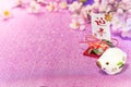 Glitter background with sakura cherry blossoms for japanese New