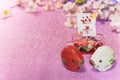 Glitter background with sakura cherry blossoms for japanese New