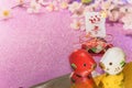 Glitter background with sakura cherry blossoms for japanese New