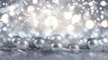 Glitter background with silver sparkles and Christmas theme for winter holidays. Royalty Free Stock Photo