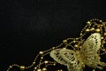 Glitter Butterfly Decoration with space copy on black glitter background Royalty Free Stock Photo