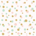 Glitter confetti polka dot seamless pattern.