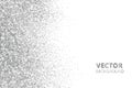 Glitter confetti, snow falling from the side. Vector silver dust, explosion isolated on white. Sparkling border, frame. Royalty Free Stock Photo
