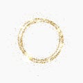 Glitter gold circle. Festive gold sparkle frame with space for text. Bright glittering star dust. Luxury design for