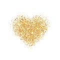 Glitter gold heart isolated on white background. Glowing heart with sparkles and star dust. Holiday luxury design