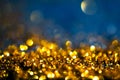 glitter gold lights grunge background, glitter defocused abstract Twinkly Lights Stars Christmas light Background.. Royalty Free Stock Photo