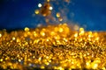 glitter gold lights grunge background, glitter defocused abstract Twinkly Lights Stars Christmas light Background.. Royalty Free Stock Photo