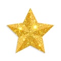 Glitter gold star vector isolated on white background. Christmas star decoration. Golden Xmas sparkl