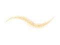 Glitter gold wave on white background. Bright golden stardust trail with sparkling particles. Space comet tail. Vip