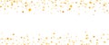 Glitter golden stars frame on white background. Luxury elegant design elements. Gold shooting stars border. Magic Royalty Free Stock Photo