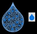 Glitter Intersected Mesh Water Drop with Light Spots