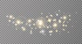 Glitter light background. Gold and white magic particles border. Christmas luxury banner. Golden dust. Glowing bokeh Royalty Free Stock Photo