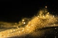 Glitter lights grunge background, gold glitter defocused abstract Twinkly Lights Background.