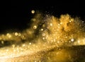 Glitter lights grunge background, gold glitter defocused abstract Twinkly Lights Background. Royalty Free Stock Photo