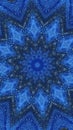 Glitter mandala ethnic kaleidoscope blue star Royalty Free Stock Photo
