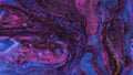 Glitter paint spill oil fluid flow purple blue ink Royalty Free Stock Photo