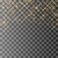 Glitter particles effect. Gold glittering Space star dust trail sparkling particles on transparent background. Vector illustration Royalty Free Stock Photo