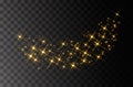 Glitter particles effect. Gold glittering Space star dust trail sparkling particles on transparent background. Vector illustration Royalty Free Stock Photo