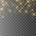 Glitter particles effect. Gold glittering Space star dust trail sparkling particles on transparent background. Vector illustration Royalty Free Stock Photo