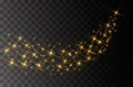 Glitter particles effect. Gold glittering Space star dust trail sparkling particles on transparent background. Vector illustration Royalty Free Stock Photo