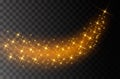 Glitter particles effect. Gold glittering Space star dust trail sparkling particles on transparent background. Vector illustration Royalty Free Stock Photo