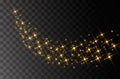 Glitter particles effect. Gold glittering Space star dust trail sparkling particles on transparent background. Vector illustration Royalty Free Stock Photo