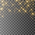 Glitter particles effect. Gold glittering Space star dust trail sparkling particles on transparent background. Vector illustration Royalty Free Stock Photo