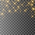 Glitter particles effect. Gold glittering Space star dust trail sparkling particles on transparent background. Vector illustration Royalty Free Stock Photo