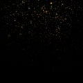 Glitter particles overlay effect. Gold glittering star dust sparkling particles on black background. EPS 10 Royalty Free Stock Photo