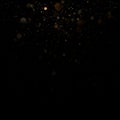 Glitter particles overlay effect. Gold glittering star dust sparkling particles on black background. EPS 10 Royalty Free Stock Photo