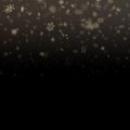 Glitter particles snowflakes overlay effect. Gold glittering star dust sparkling particles on black background. EPS 10 Royalty Free Stock Photo