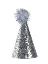 Glitter party hat on white background