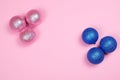 Glitter pink and blue spheres on trendy background