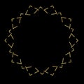 Glitter polygon frame, gold vector element on black background. Royalty Free Stock Photo
