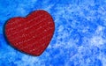 glitter red heart box isolated on grunge blue background Royalty Free Stock Photo